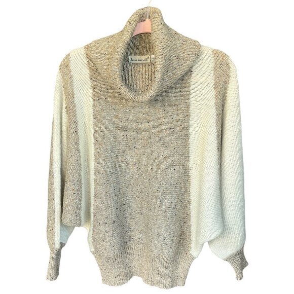 Jason Maxwell Womens Wool Blend Cowl Neck Sweater Size XL Beige Neutral Chunky - Picture 1 of 10